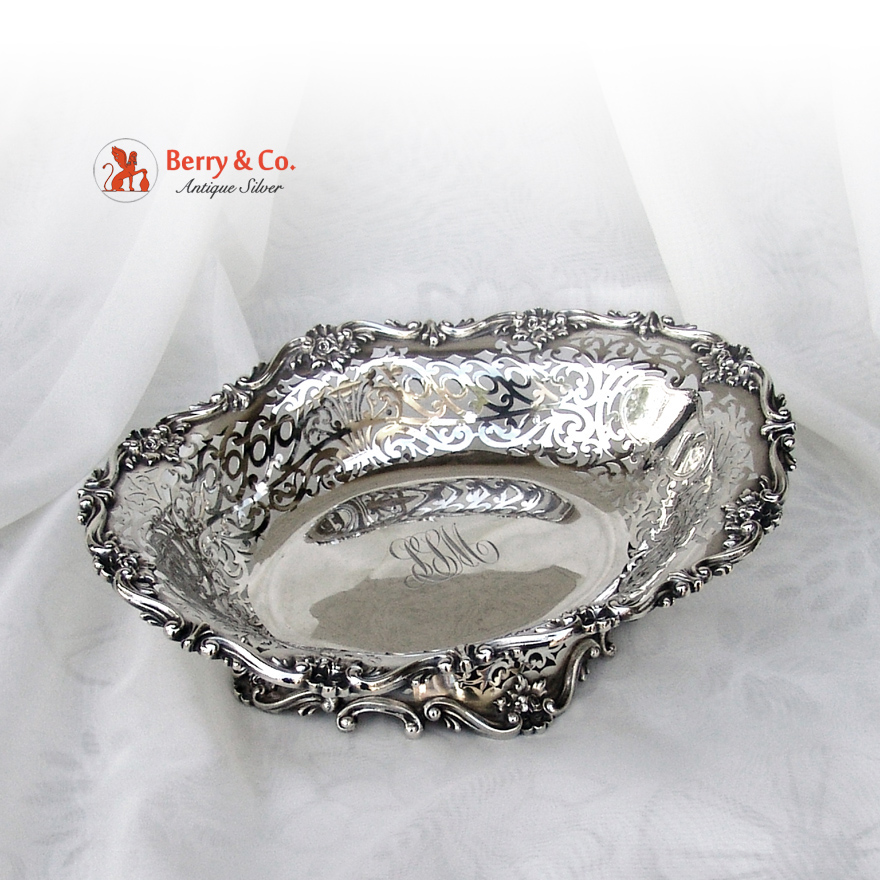 Ornate Pierced Center Piece Bowl Sterling Silver Durgin 1890