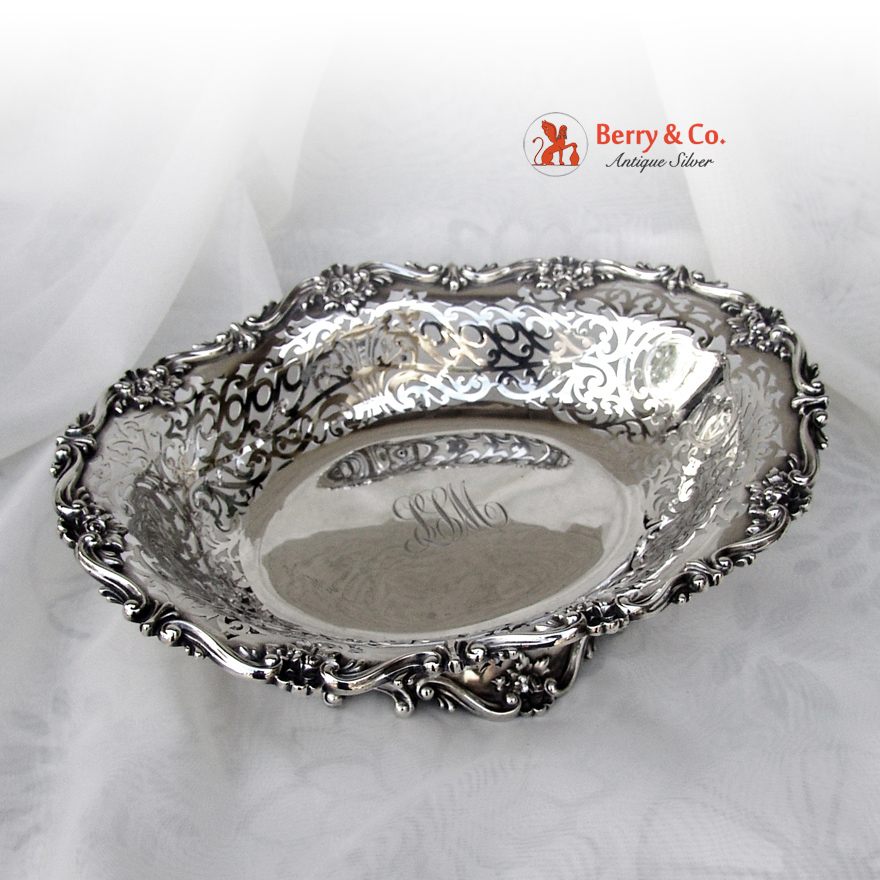 Ornate Pierced Center Piece Bowl Sterling Silver Durgin 1890
