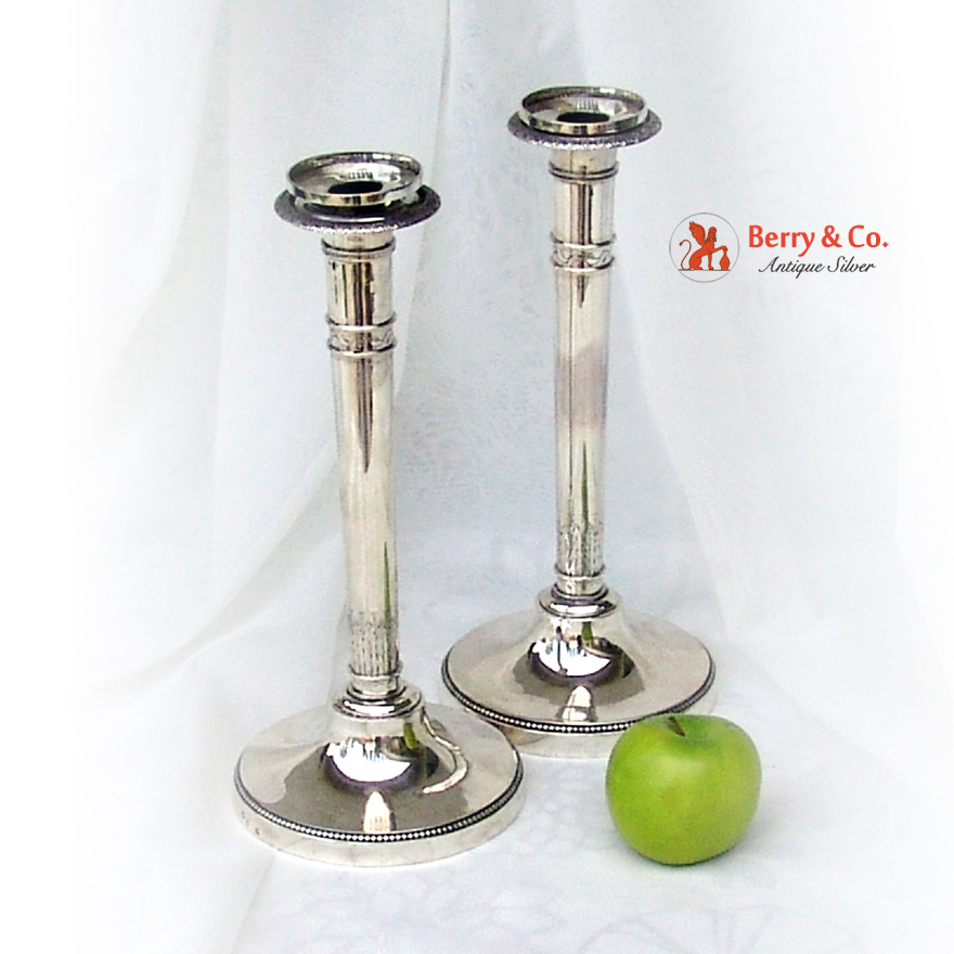 Antique Belgian Pair of Candlesticks 900 Silver 1830