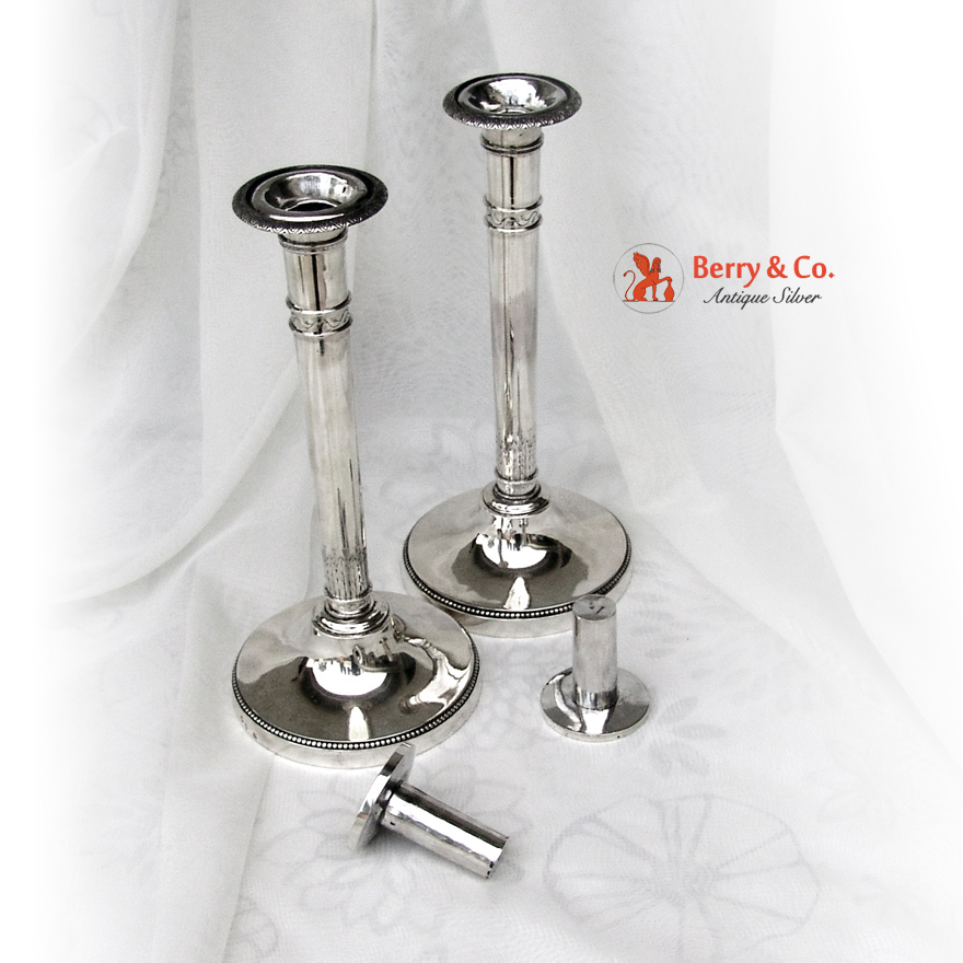 Antique Belgian Pair of Candlesticks 900 Silver 1830