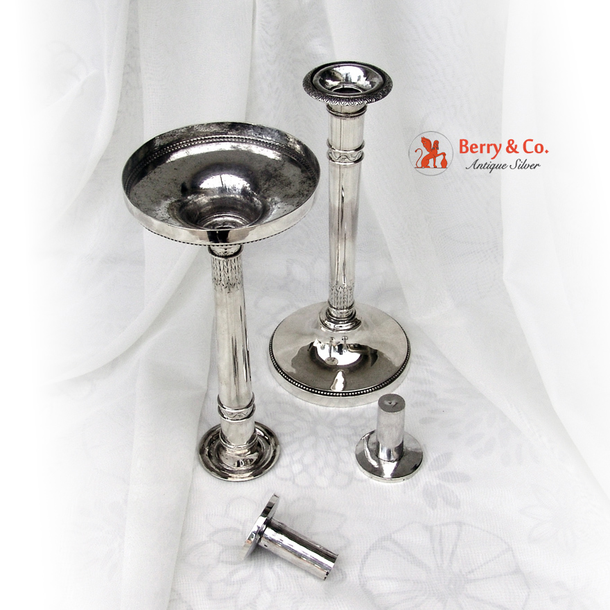 Antique Belgian Pair of Candlesticks 900 Silver 1830