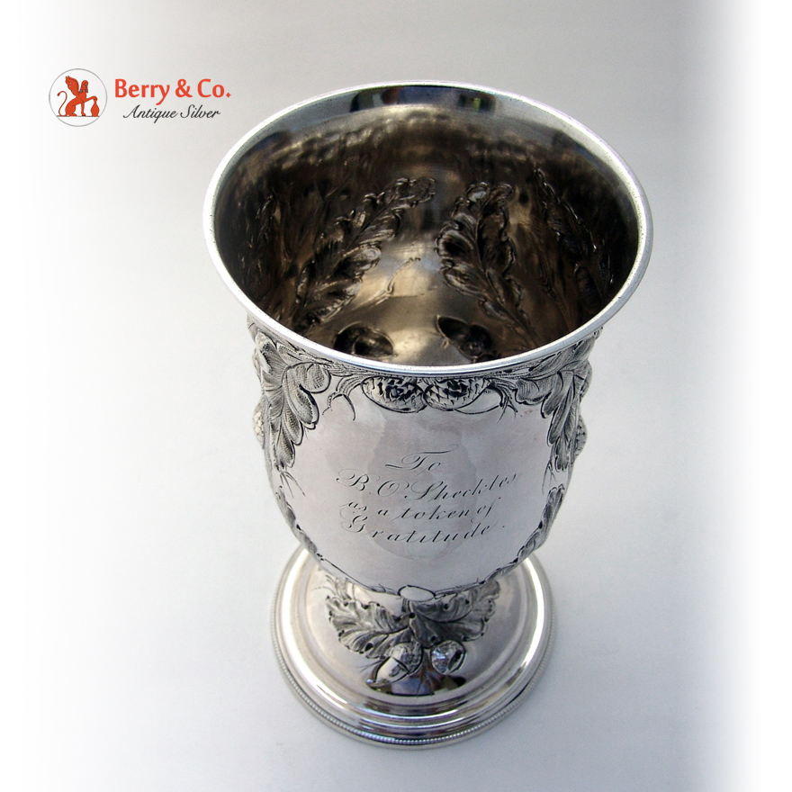 Coin Silver Large Goblet Oak and Leaves Decorations 1860