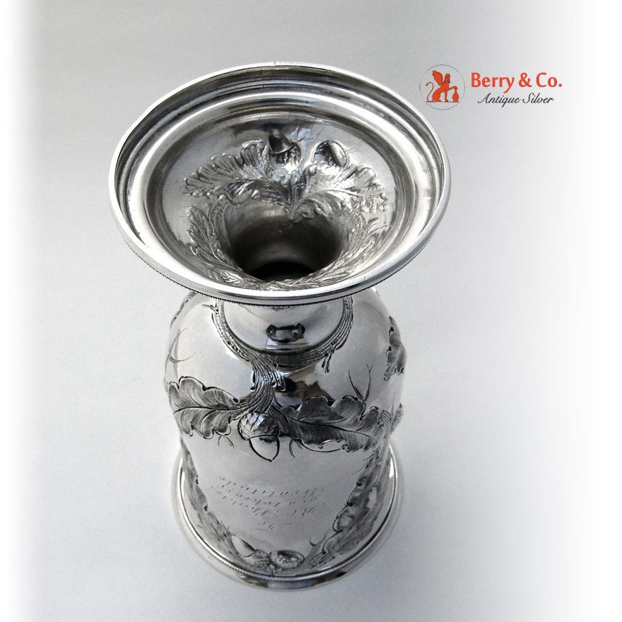 Coin Silver Large Goblet Oak and Leaves Decorations 1860