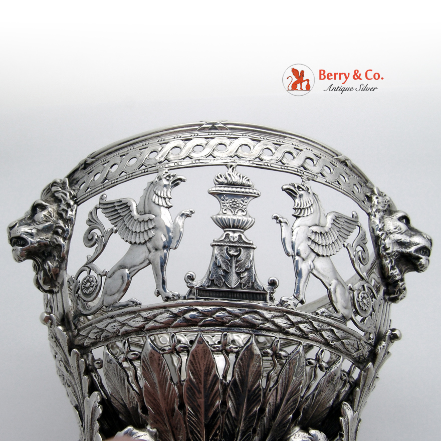 Large Serving Bowl Griffon and Lion Mask Decorations Nuremberg 1840