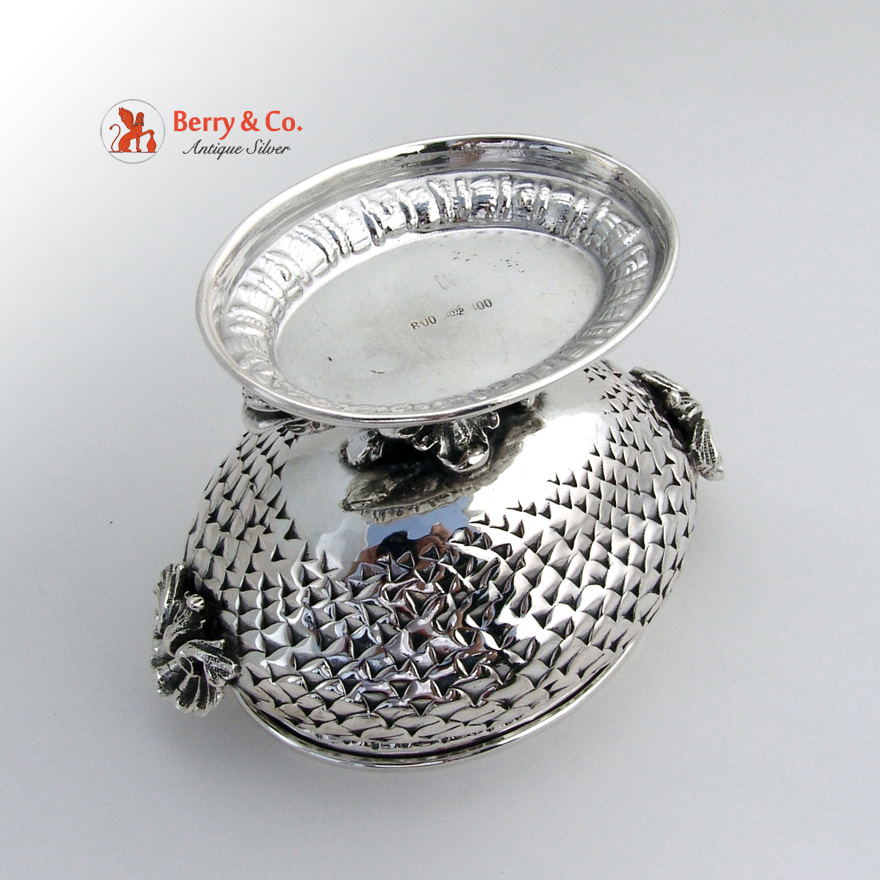 Dolphin Shell Covered Pedestal Bowl Italian 800 Silver 1900