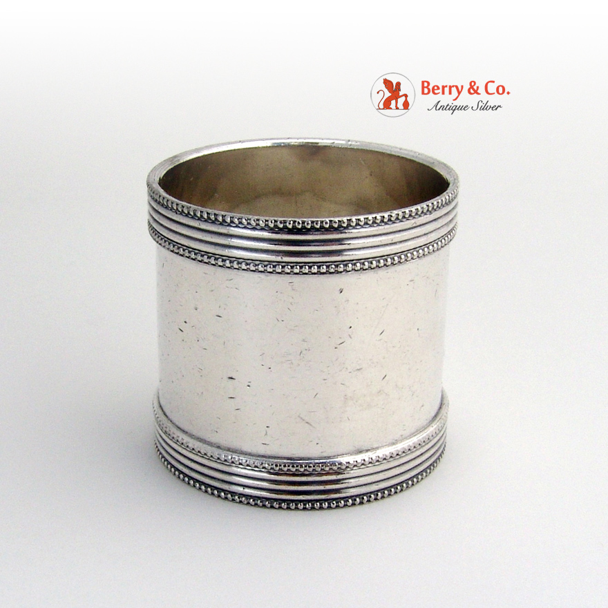 Double Beaded Napkin Ring Coin Silver 1870 No Monogram