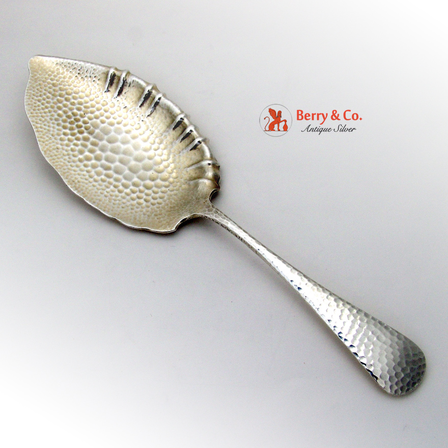Antique Hammered Serving Spoon Gorham Sterling Silver 1885