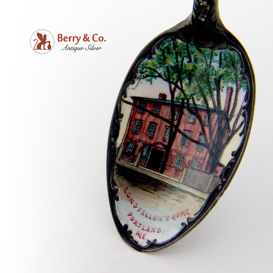 Henry Wadsworth Longfellow Souvenir Spoon Sterling Silver Enamel Watson 1900