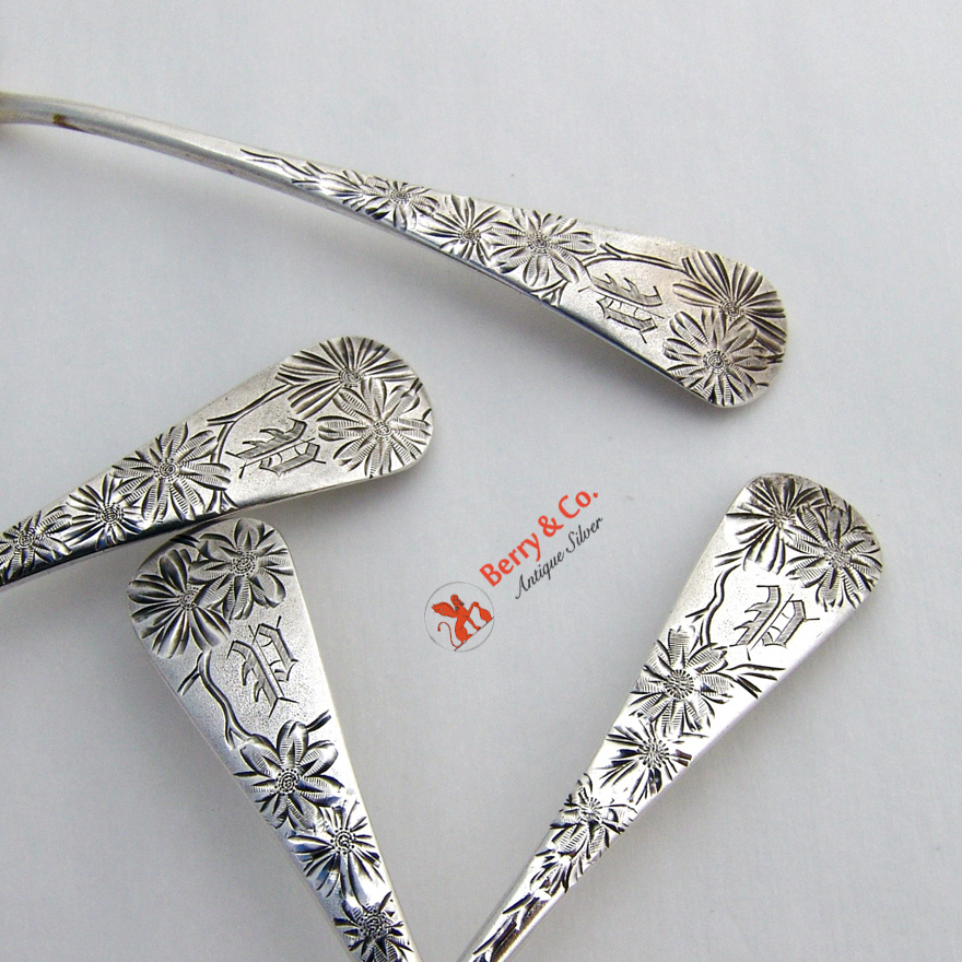 Chrysanthemum Ice Cream  Spoons 6 Sterling Silver Gorham 1885