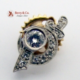 Masonic Sword and a Star Pin White Gold Diamonds