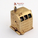Vintage Slot Machine Charm Enamel 14 K Gold