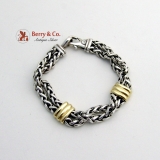 David Yurman Designer Wheat Chain Bracelet Sterling Silver 18K Yellow Gold