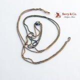 Long Chain Necklace 10 K Yellow Gold Ornate Gold Filled Slider Opal Cabochon 1890