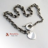 Tiffany & Co Sterling Silver Heart Tag Charm Toggle Necklace