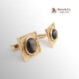 Vintage Black Star Sapphire Cufflinks 14 K Gold