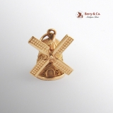 Vintage Filigree Windmill Movable Charm 14 K Gold