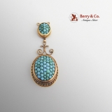 Victorian Turquoise Double Drop Pendant 14 K Gold