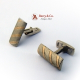 Modern Cufflinks Rectangular Domed 14K White Yellow Gold Matte Finish