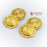 Edwardian Cufflinks Engine Turned 14 K Yellow Gold