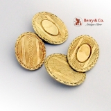 Vintage Engine Turned Oval Cufflinks 14K Gold