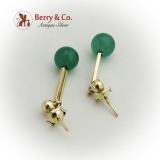 Art Deco Dangle Earrings Green Chalcedony 8 Ct Gold 333