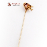 Vintage Gentleman s Stick Pin Bird Swallow 10 K Gold Rhinestones