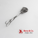 .Ornate Openwork Floral Serving Tongs German 800 Silver 1930