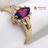 Tourmaline Centerpiece Ring Diamond Accents 14K Yellow Gold