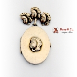 Designer Georg Jensen Locket Brooch Foliate Decorations Sterling Silver USA