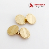 Art Deco Engine Turned Round Cufflinks 10K Yellow Gold