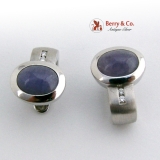 Natural Lavander Jade Cabochon Earrings Diamond Accents 14K White Gold