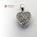 Heart Shaped Pendant Full Cut Diamonds 14K White Gold