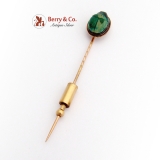 Antique Scarab Stick Pin 14K Yellow Gold