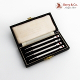 .English Bridge Canasta Pencils Boxed Set Enamel Card Suits Sterling Silver