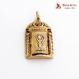 Figural Ornate Judaica Locket Pendant 14K Gold Diamond Sapphires