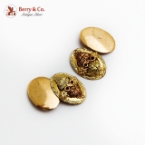 Oval Applied Grapevine Motif Cufflinks 10K Two Tone Gold