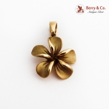 Figural Matte Finish Flower Pendant 14K Yellow Gold