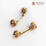 Retro 14K Two Tone Gold Knot Form Cufflinks