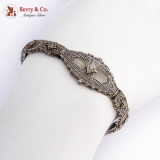 Edwardian 14K White Gold Bracelet Rock Crystal Diamonds