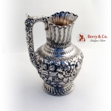 .Repousse Water Pitcher Sterling Silver Gorham Silversmiths 1892