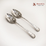 .Georgian Decorated Table Spoons Sterling Silver London 1787