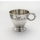 .Chicken and Rooster Baby Cup Sterling Silver Mappin and Webb Sheffield 1936