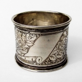 .German 800 Silver Floral Engraved Napkin Ring Blank Cartouche 1890
