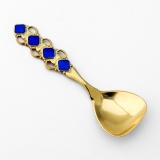 .Norwegian Ornate Gilt Sterling Silver Spoon Blue Enamel