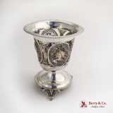 .Classical Revival Medallion Footed Vase German 14 Loth Silver 1850