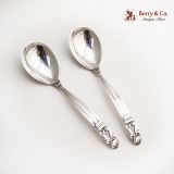 .Acorn Sugar Spoons Pair Georg Jensen Sterling Silver