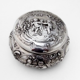 .Large Round Dresser Box German Sterling Silver 1890