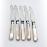 .English Tea Knives Set Mother Of Pearl Handles Sterling Silver 1919