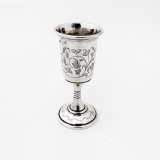 .Engraved Floral Vodka Cup Pedestal Base Russian 84 Silver 1855