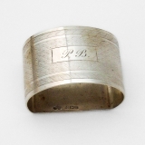.English Engine Turned Oval Napkin Ring Deakin Francis 1930 Mono